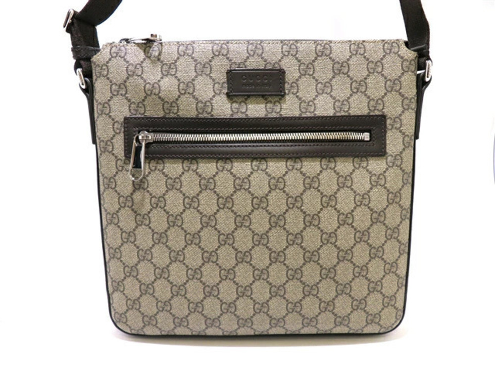 Gucci Shoulder Bag Dark Brown Beige Cream GG Supreme HU